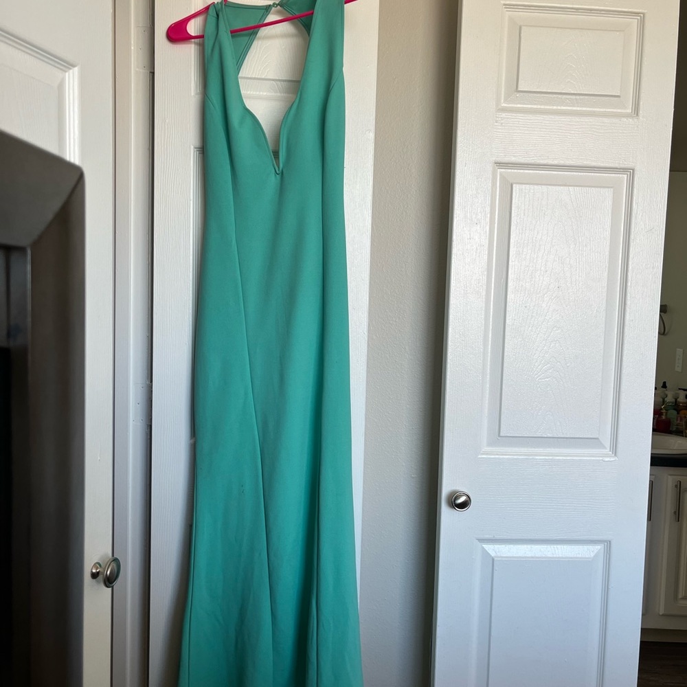 Elegant Teal Halter Maxi Dress